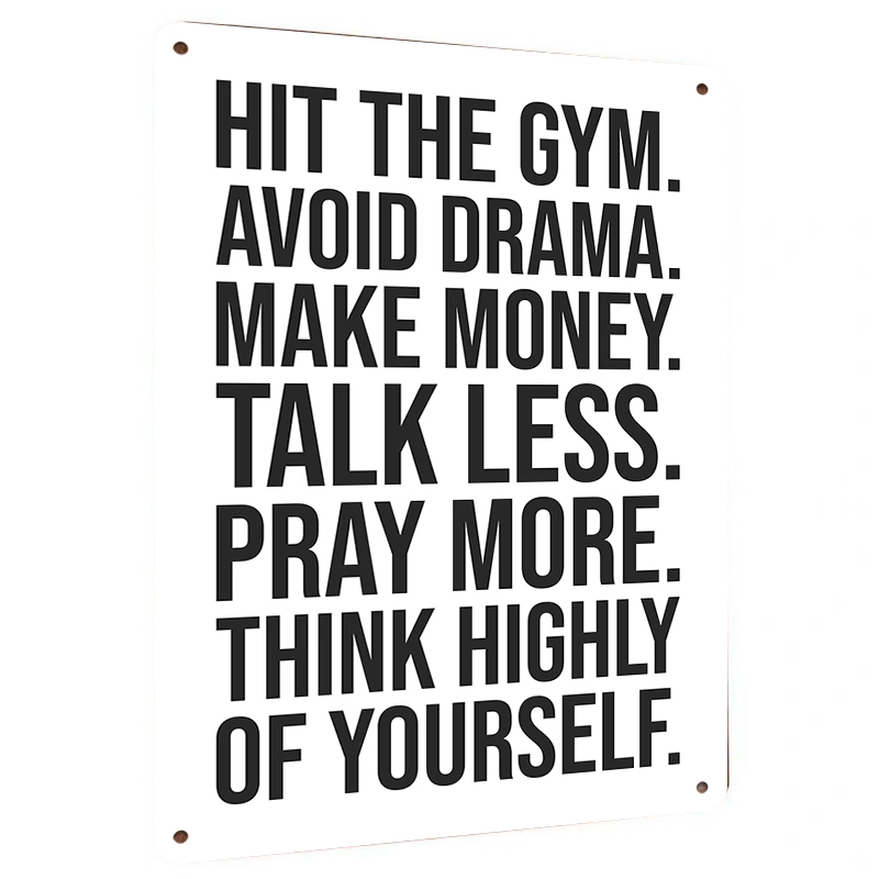 Home Gym Quotes - Kutipan Inspirasional Tanda Logam Minimalis Modern