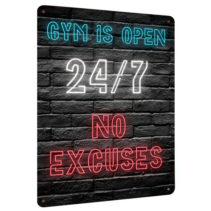 Home Gym Quotes - Seni Dinding Logam Efek Neon Gym