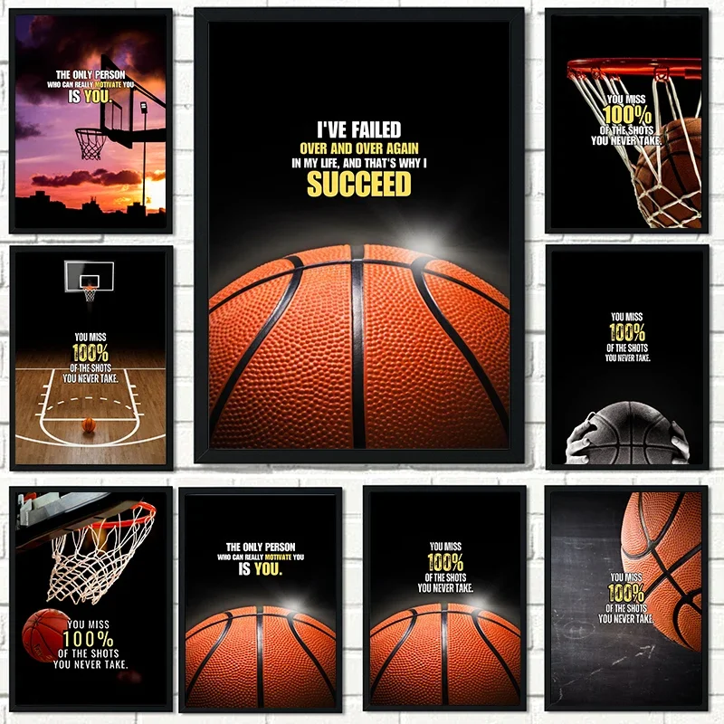 Home Gym Quotes - Lukisan Kanvas Kutipan Inspiratif Bola Basket