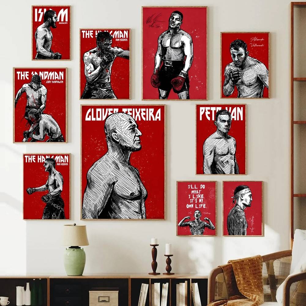 Home Gym Quotes - Poster Kertas Atlet Petarung Bergaya Grunge,