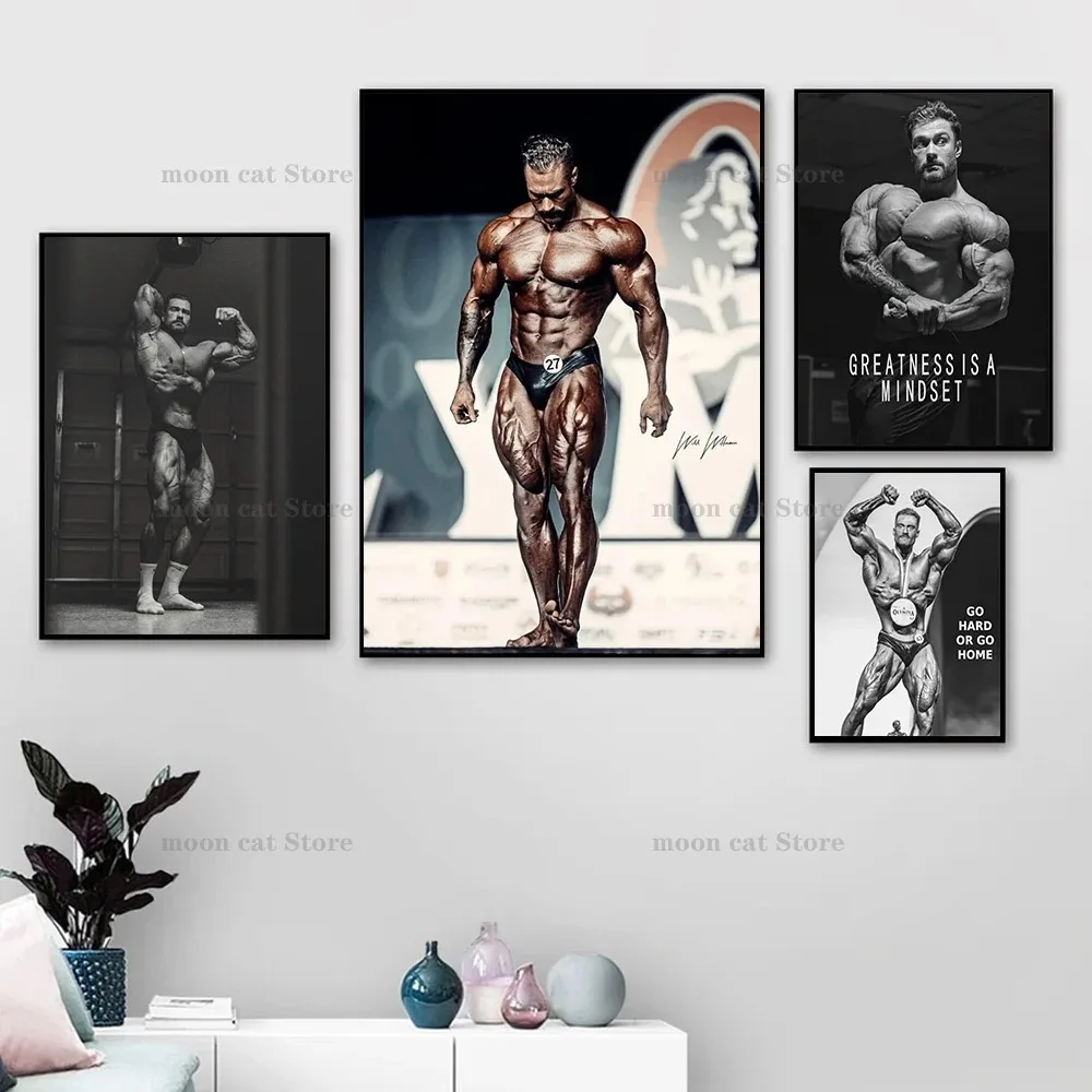 Home Gym Quotes - Lukisan Kanvas Chris Bumstead Binaragawan Poster