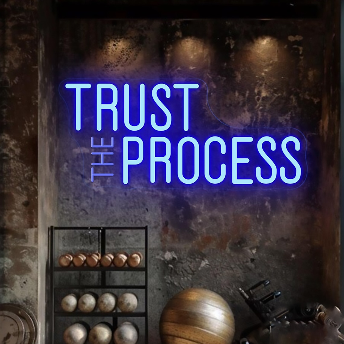 Home Gym Quotes - Tanda Neon Trust The Process, Tanda