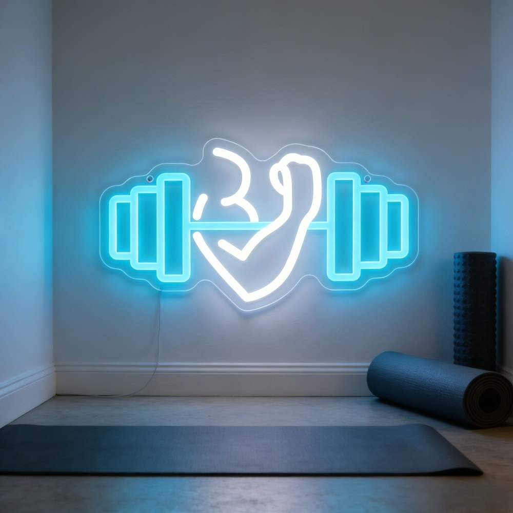 Home Gym Quotes - Lampu LED Neon Sign Bicep Dumbbell