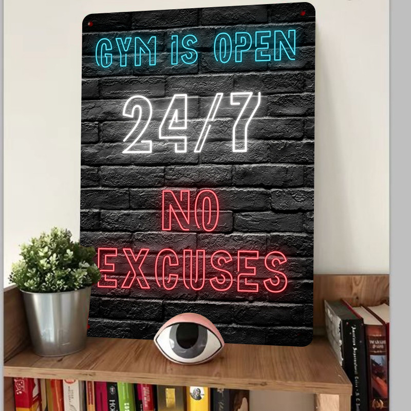 Seni Dinding Logam Efek Neon G - Home Gym Quotes ulasan dan harga