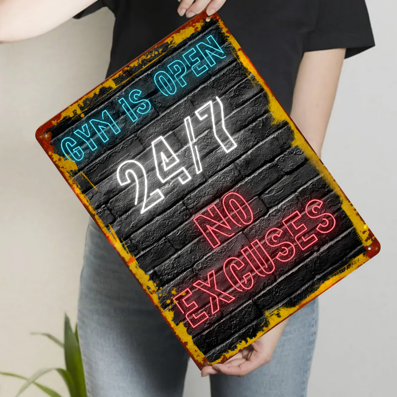 Seni Dinding Logam Efek Neon G - Home Gym Quotes ulasan dan harga