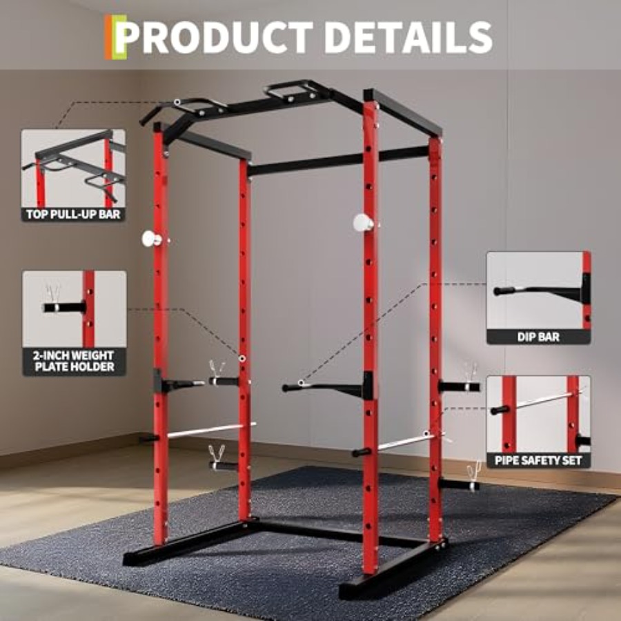 Rak Squat Heavy-Duty dengan Pu - Home Gym Pull Up Bar ulasan dan harga