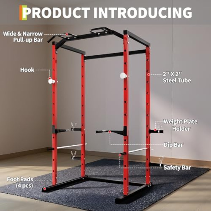 Rak Squat Heavy-Duty dengan Pu - Home Gym Pull Up Bar ulasan dan harga