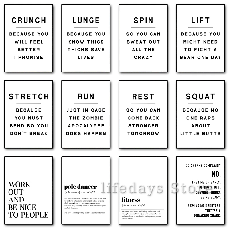 Fitness Work Out poster kutipa - Home Gym Quotes ulasan dan harga