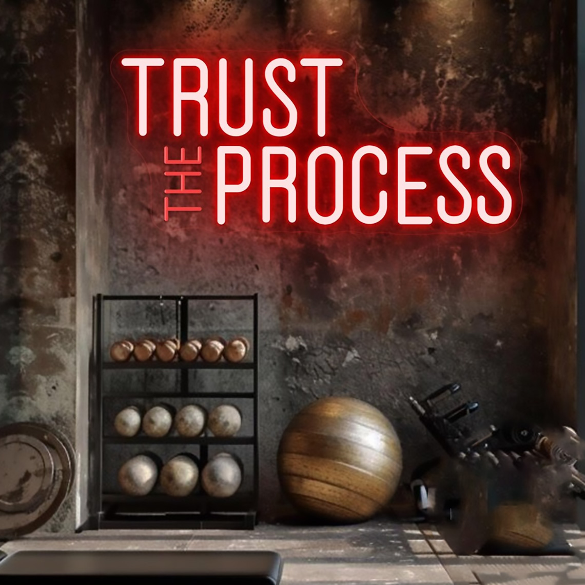 Tanda Neon Trust The Process,  - Home Gym Quotes ulasan dan harga