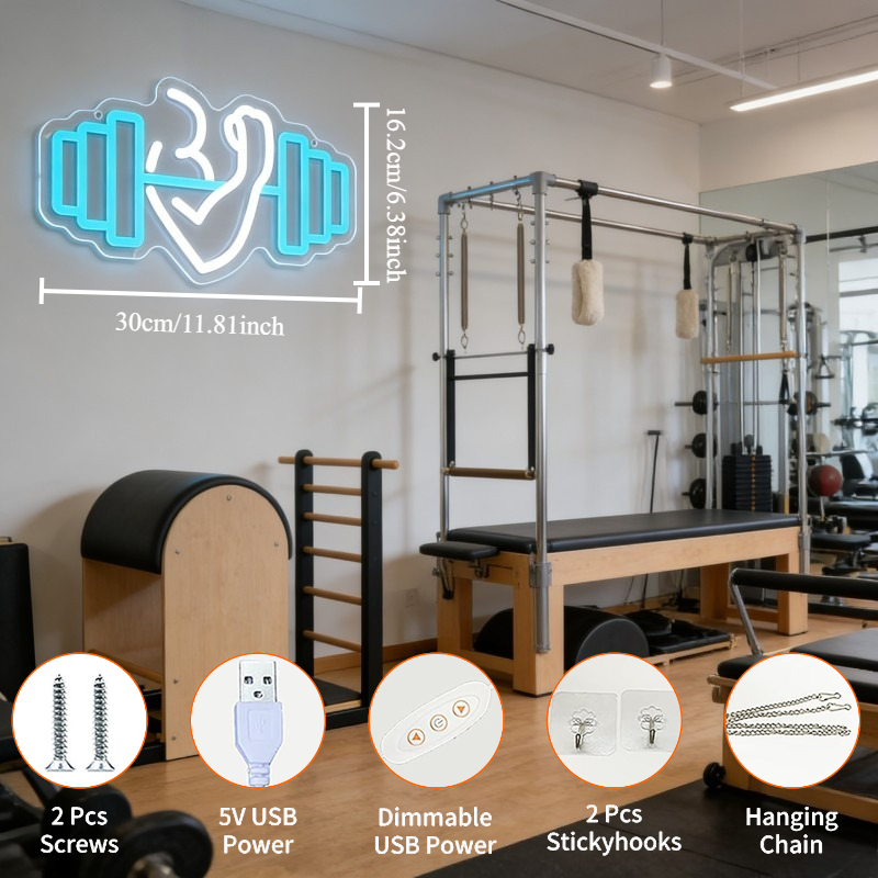 Lampu LED Neon Sign Bicep Dumb - Home Gym Quotes ulasan dan harga